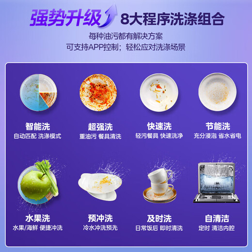 Hualing dishwasher 10 sets embedded household hot air dryer vie6pro long-lasting storage three-star disinfection all-in-one dishwasher smart super washing beauty Meju APP intelligent control Hualing first-class water efficiency Samsung disinfection Vie6pro smart home appliances