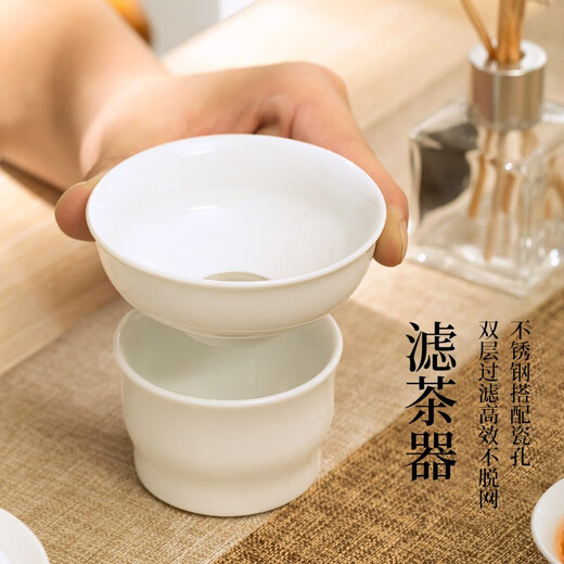 Feixiang mutton-fat jade Kung Fu tea set for home living room simple office reception Dehua white porcelain tureen tea cup mutton-fat jade tea set - magnolia cup type 10 pieces 2022 new white porcelain tea set