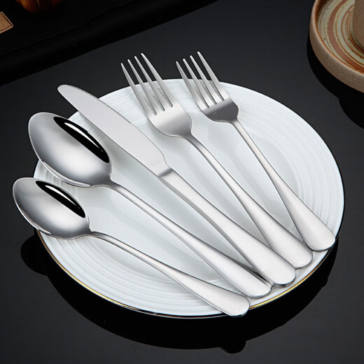 Yuexiang Edelstahlmesser und Gabellöffel Western Essgeschirr Set Dessert Mischlöffel Fruchtsalat Instant Nudeln Fork Steak Messer Edelstahlmesser und Gabellöffel 3 Teile (SH6628)