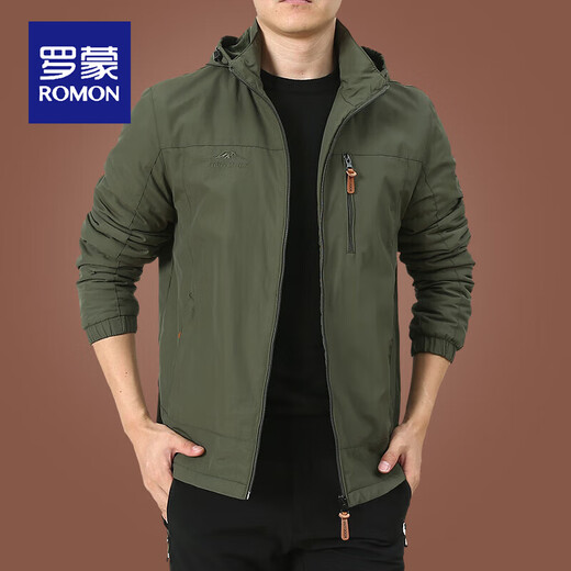 罗蒙（ROMON）户外冲锋衣男士外套秋冬季中年男装秋装上衣服加绒夹克男春秋厚 灰色9898 加薄绒 M