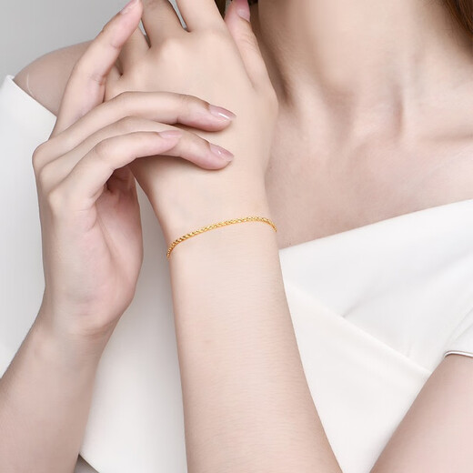 CHINA GOLD 18k gold twisted rope plain chain K yellow bracelet as a birthday gift for girlfriend and wife, about 0.6g