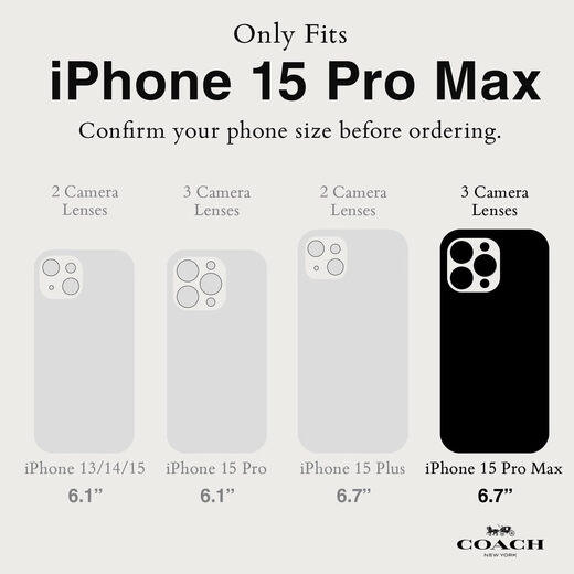 Coach 蔻驰钱包对开式 iPhone 15 Pro Max 手机壳 兼容 MagSafe - 标志性炭黑色