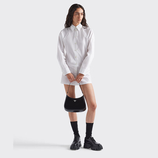 PRADA/Prada Gift Women's Cleo Glossy Leather Shoulder Bag Armpit Bag Women's Bag Black