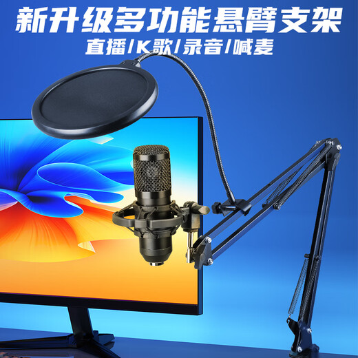 Depusheng mobile phone and computer recording sound card set, live broadcast arrangement, professional delivery, audio book dubbing, guitar instrument radio, 48V complete set of equipment, 192KHZ high-definition recording, MD22 metal cantilever bracket