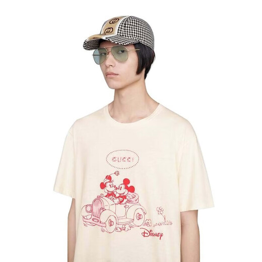 Gucci Gucci/Gucci Kurzärärt-T-Shirt Disney Co-Branded-Modell, Limited-Year Mickey Print Retro, gleicher Stil für Männer und Frauen, Beige 604176xjb6t9230 xl