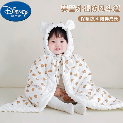 Disney Baby Cloak Cape Autumn and Winter Outing Baby Windproof Jacket Thickened Windproof Blanket Children's Cape Winter Tulip Bear - Thickened Padded Cape (0-6 years old) F