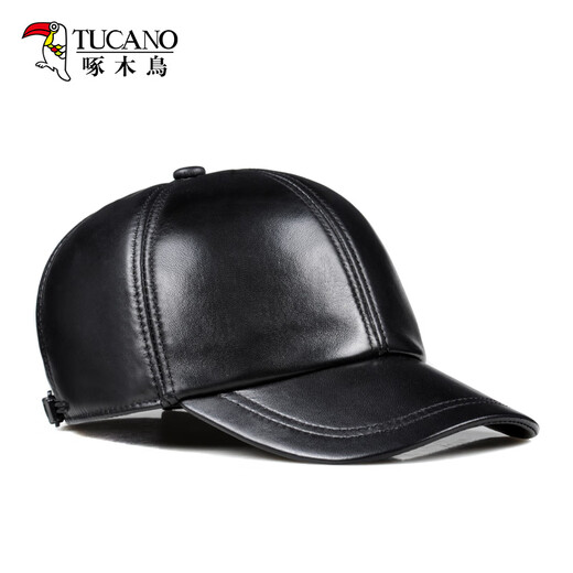 Woodpecker genuine leather hat for men in winter thickened baseball cap to protect against cold wind and snow middle-aged and elderly sheepskin hat for cycling and driving
