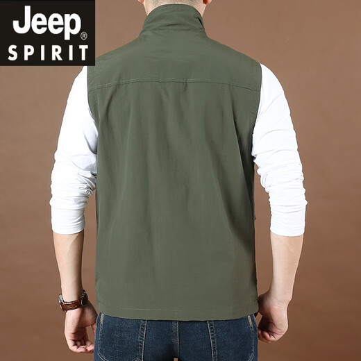 
JEEP SPIRIT Jeep 2025 spring and autumn thin loose horse clip men's casual men's jacket mountaineering and fishing multi-pocket quick-drying vest 9901 black XL suitable for weight 140-155 Jin [Jin equals 0.5 kg]