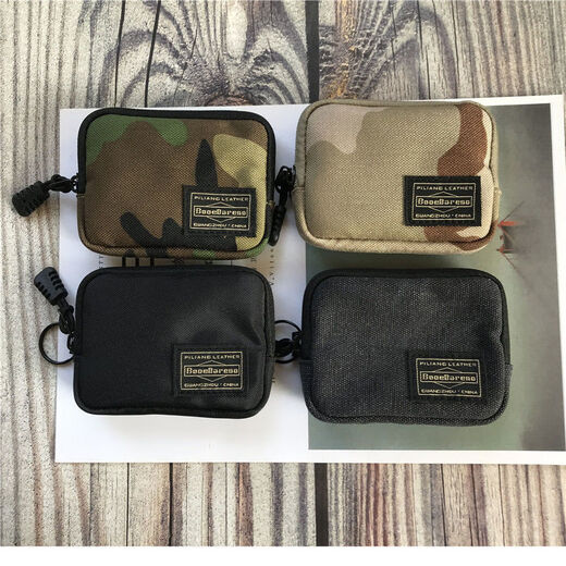 熊游客潮牌证件包卡包小巧包零钱包硬币包耳机小包潮流小挂钩MINI小包包 黑色帆布料