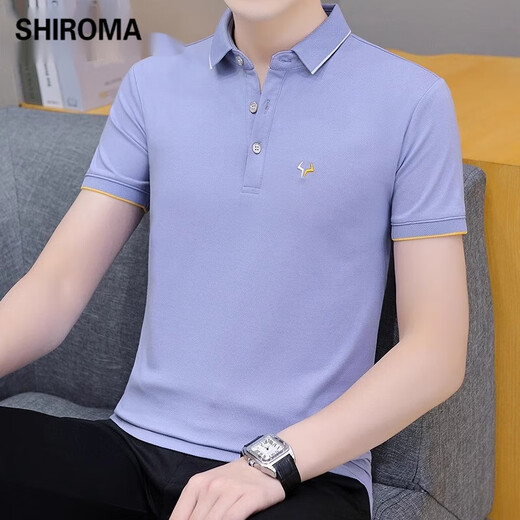Shiromapolo Shirt Herren Kurzärärmelte Revers Summer Neuer modisch vielseitiger, halbärmeliger Top Trendy Koreanische Version QY681 Black 3xl