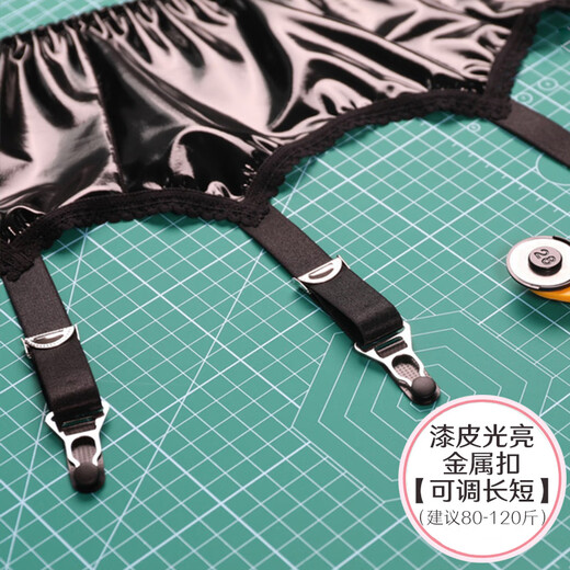 JOHUAN patent leather garters covered with rubber buckles metal gourd buckles garters European and American stockings and stockings accessories black (patent leather garters) recommended 75-125 Jin [Jin equals 0.5 kg]