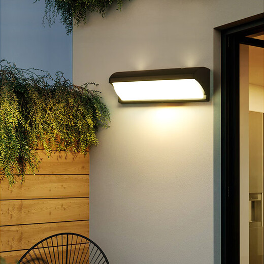 Micro outdoor wall lamp waterproof aisle stair courtyard door outdoor led super bright waterproof lamp balcony bathroom wall lamp A style large black 50W white light