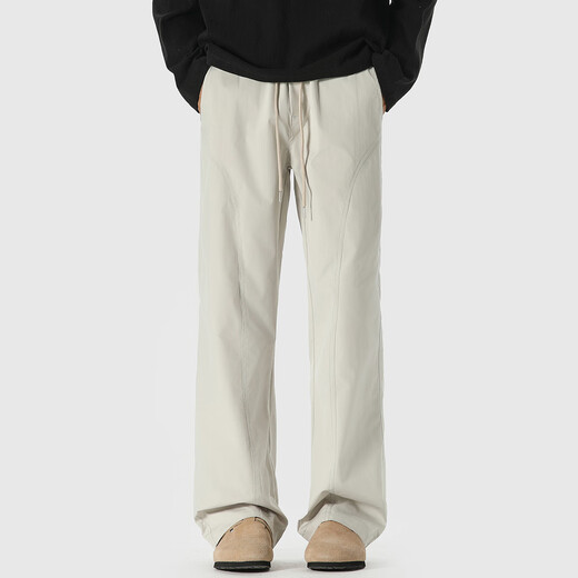 
FOG SKY casual pants for men's autumn drooping and slightly flared pants for trendy loose American diagonal pants for men's wide-leg outdoor straight pants YY-1105 m white regular S (recommended 95-105Jin [Jin equals 0.5 kg])