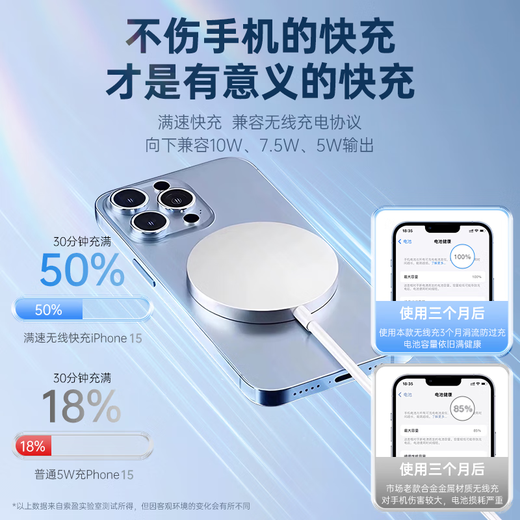 索盈【20W快充套装】苹果无线充电器MagSafe磁吸贴片适用于iPhone16Promax15/14/13/12/11Xs8plus底座 旗舰款【20W套装】MagSafe磁吸丨自动吸附 适用苹果8