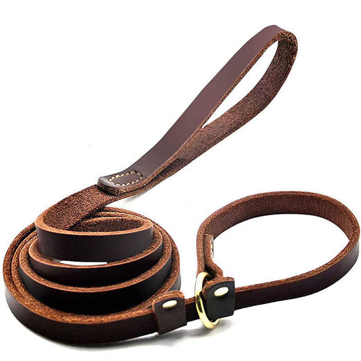 Pet mobilization dog leash dog P chain cowhide dog rope small and medium-sized dog cowhide integrated French bucket P rope 1.8CM*1.8M medium and large cowhide