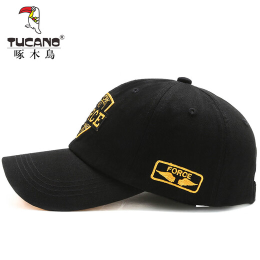 Woodpecker Baseball Cap All Seasons Men's Hat Embroidered Versatile Hat Men's Peaked Cap Trendy Black