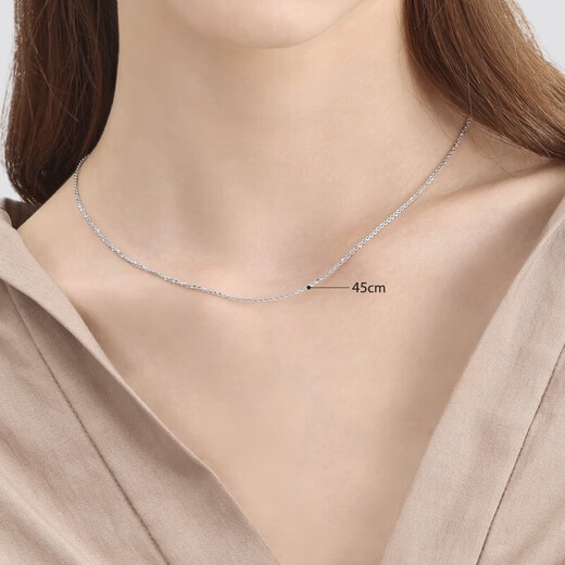 Chow Sang Sang 18K gold necklace white gold necklace versatile plain chain for women 04800N18KW 40 cm