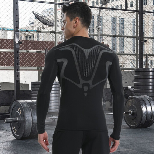 MCKENATEN MK sports tights men's fitness training high-elastic tops vest vest quick-drying basketball training running T-shirt sci-fi long-sleeved L