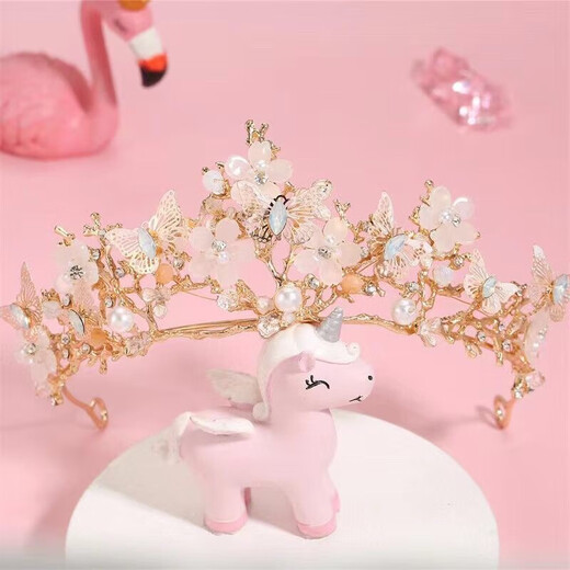 End of the World Crown Tiara for Children Princess Pink Girls Crystal Hair Accessories Baby Birthday Hair Crown Girls Performance Hairband Hair Gold Pink Diamond Crown 1 pc