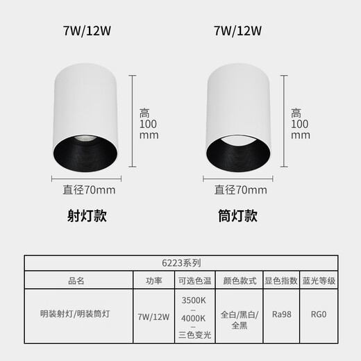 AIDO HUIMING Installé Downlight Spotlight LED PLADE LED sans trous pour le couloir d'entrée monté sur le plafond rond Maison Coulet Entrance 6223 NOUVELLE