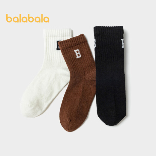 Balabala children's warm socks winter boys and girls wool socks parent-child students versatile three pairs 208424172208
