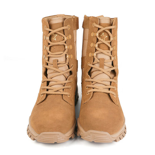 New Brown Combat Boots Men's Ultra-Light High Top Side Zipper Combat Boots Breathable Anti-Slip Brown Combat Boots Waterproof New Combat Boots Super Fiber Style 42