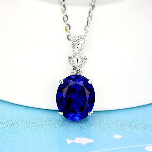 Tiansi sapphire pendant 925 silver plated 18K gold necklace colored gemstone crystal tanzanite color women's picture color pendant without chain