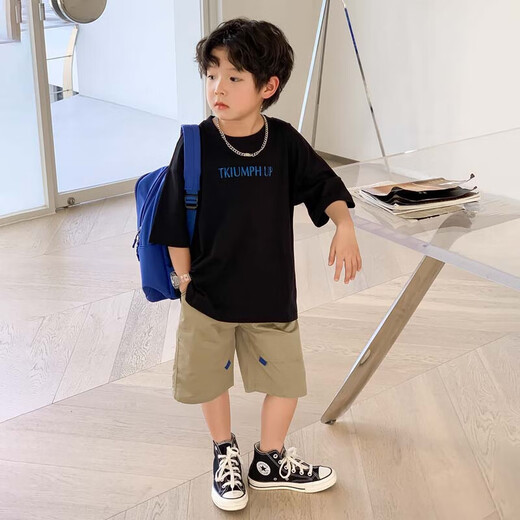 Zuoxi boys' labor shorts summer 2025 new casual children's five-point pants summer mid-trousers khaki 140