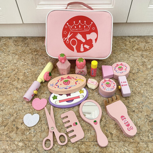 Meibosen girls children's birthday gift simulation princess dressing table dressing table 3-4-5-6 years old play house wooden toys large dressing table + stool