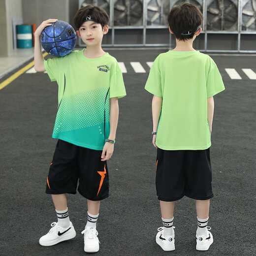 Jingga children's basketball uniform summer suit boys sportswear medium-sized children's short-sleeved two-piece set boys training suit quick drying clothes 9905 red (positive size) 130