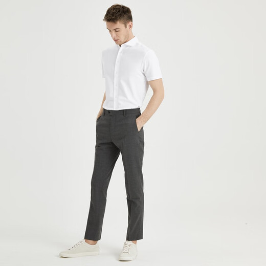 Temporada 5 (SmartFive) Camisa de punto de punto Camisa corta para hombres Formato de negocio suelto de colegio Windsor Camiseta Media manga rápida seca transpirable delgada verano blanco S5C757 43 (referencia de peso 81-85 kg)