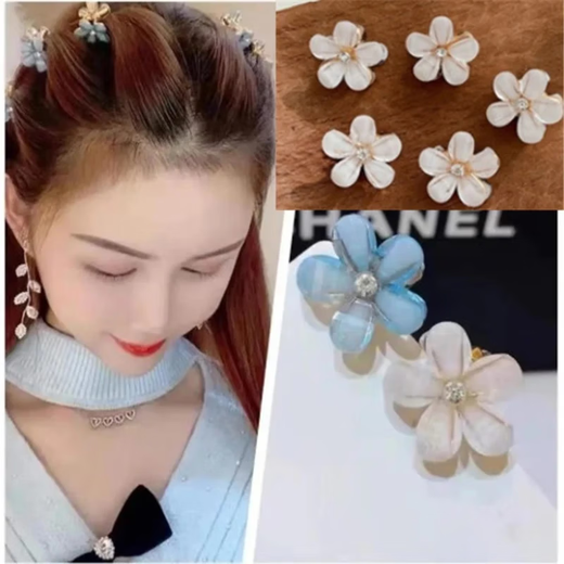 Korean Hair Clip New Camellia Clip Small Shark Clip Cute Crystal Bangs Clip Temperament Hair Clip Hair Accessory Purple One