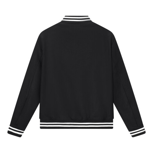 gxg.jeans男装 2024年冬季新款灰色绵羊毛棒球服毛呢夹克外套男 黑色 L 175