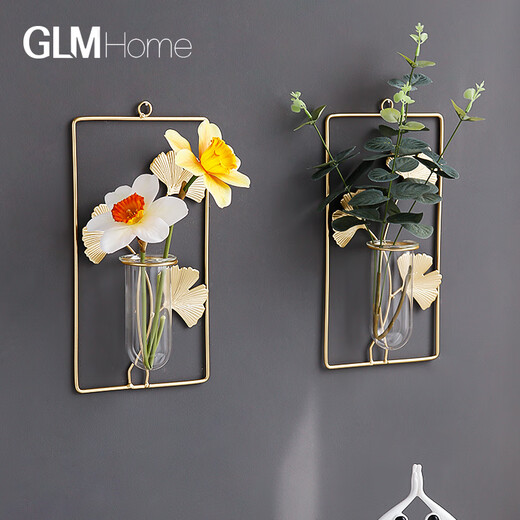 Wall decoration pendant wall hydroponic vase wall hanging creative restaurant wall wall decoration pendant home living room back main picture three-piece set B type shopkeeper