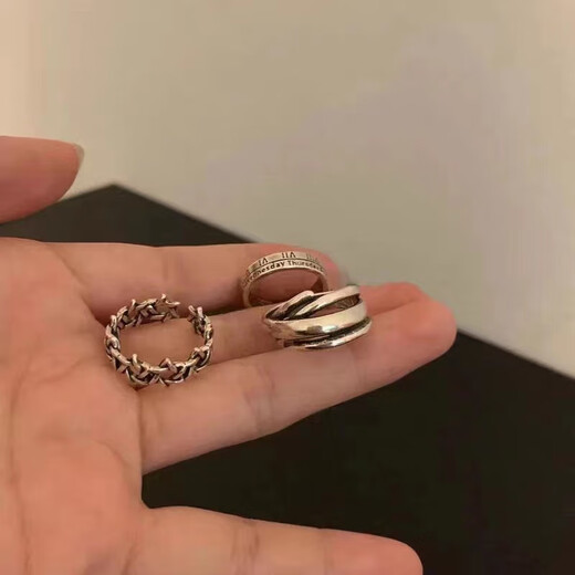 Pei Nanwei retro Roman numeral open index finger single ring men's ins trend hip-hop cold style fashion three-piece set Retro Roman numeral ring 3-piece set