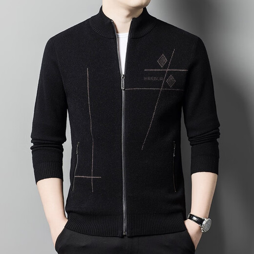 Kangaroo Pure Cardigan Men's Carganan Automne et Hiver Business Casual Knited Trinted Veste For Young Men épaissis Half Turtleneck Grey Pure Grey 170 / L / 110 (recommandé 120-135 Jin [Jin est égal à 0,5 kg]))