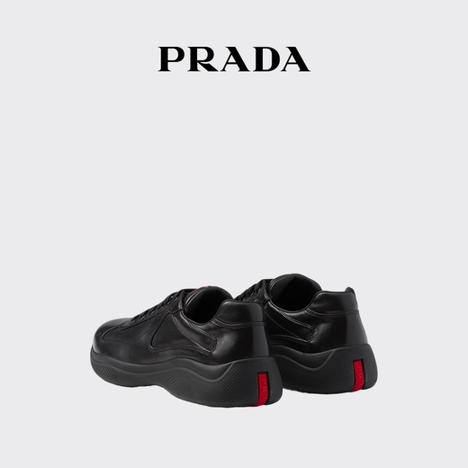PRADA/Prada Gift Men's Prada Americas Cup Nappa Sheep Leather Sneakers Black 41 (7)