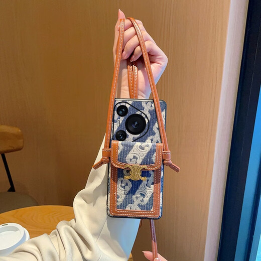 适用华为Pura70手机壳斜挎可背带Pura70Pro防摔Pura70Pro+保护套 【潮牌蓝色+斜挎卡包】 华为Pura70【皮纹】