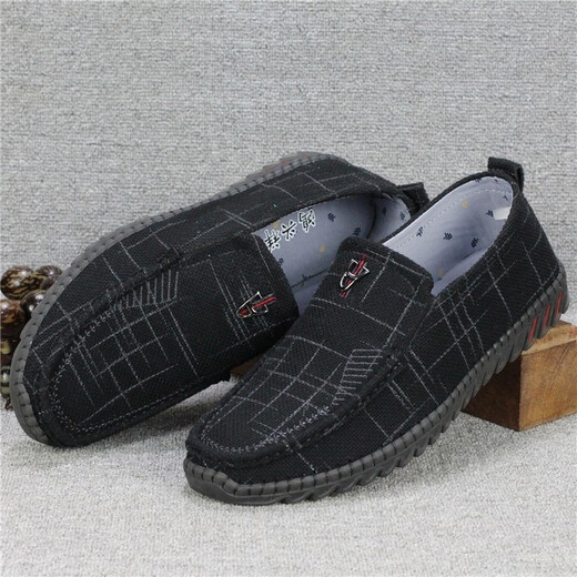 Hongxingxiang old Beijing cloth shoes men's single shoes spring and autumn breathable casual shoes soft sole non-slip beef tendon sole driving shoes beans shoes 698 men's camel single 41
