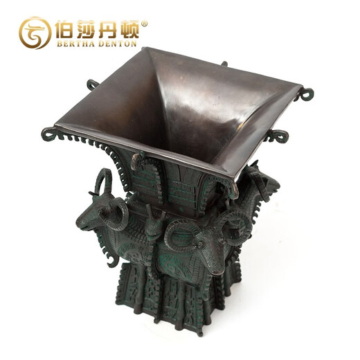Bertha DENTON (BERTHA DENTON) Four Sheep Square Ornaments Antique Bronze Ward Dingjiu Cabinet Decoration Ornaments Copper Crafts Opening High-end Gifts 14cm [Brass Model]
