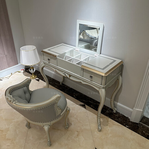 Lafite Mulsanne Tiffany Blue Dressing Table French High-end Villa Master Bedroom Dressing Table European Neoclassical Flip Storage Dressing Table Dressing Stool 1150*490*805