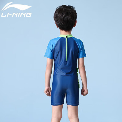 李宁（LI-NING）儿童泳衣男童连体冲浪服专业防晒舒适速干温泉泳装902 蓝色 150 