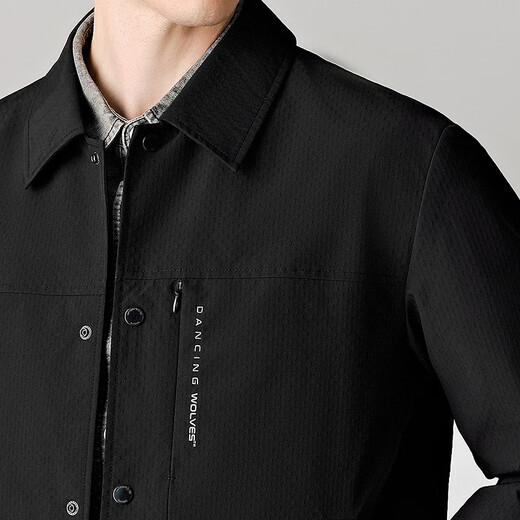 Dances with Wolves Selected Fabrics Autumn and Winter Textured Lapel Work Jacket Commuting Men's Jacket 001 Black 175