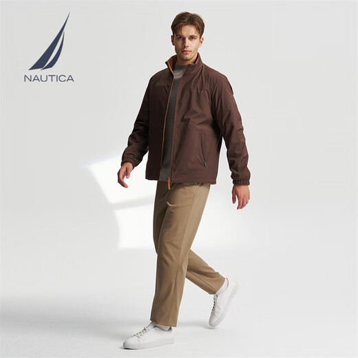 诺帝卡（NAUTICA）【大促爆款】男装秋冬新款防轻溅水双面穿立领厚外套棉服男JO4309 橡皮棕20M 2XL