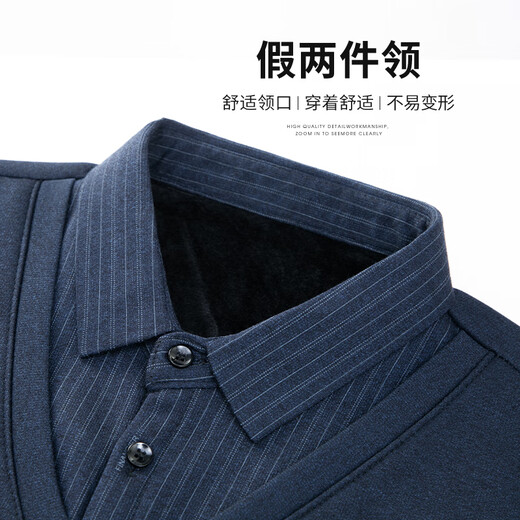 Baocai Sheep Dad winter knitted sweater men's fake two-piece velvet thickened bottoming sweater middle-aged and elderly men's cold-proof top