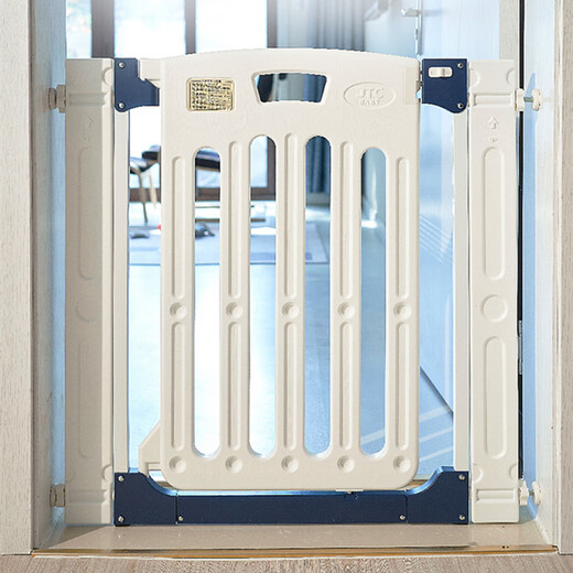 JTCBABY children's safety door guardrail baby staircase guardrail balcony railing fence pet isolation door railing without hole drilling White standard version (69.5-95.5cm width)