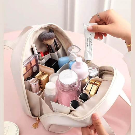 Ono Sieben-Tage-Make-up-Tasche für Frauen tragbare neue tragbare Reise mit großer Kapazität Reisen Toilettenartikel und Hautpflegeprodukte sortieren Aufbewahrungsbeutel großer Schalenbeutel [Milch weiß] 23*22*9