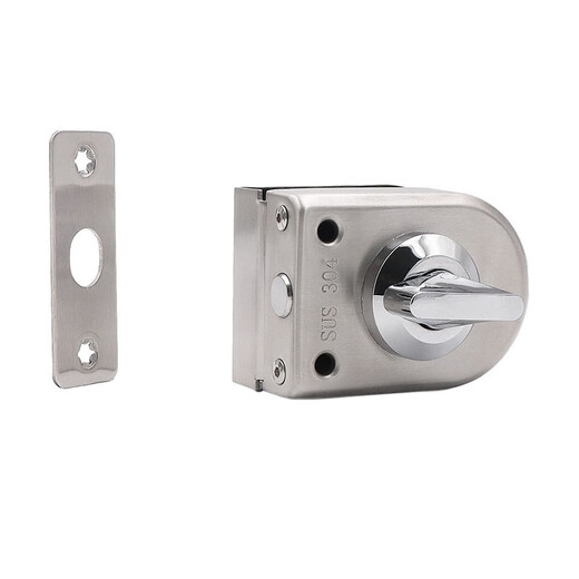 Tanbeiman glass door floor lock, no punching, frameless glass door floor latch, bathroom and toilet single door sky and floor lock retainer, thickened 304 stainless steel, glass door floor lock, no punching, inner knob, no outside