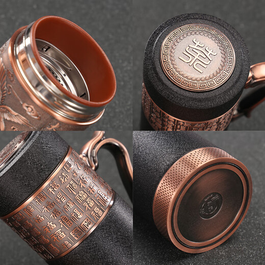 Hantang Yixing Clay Purple Inner Inner Aislamiento Aislamiento Atención de salud Hombres y mujeres Baifu Copa de té de alta gama para padres y regalo de edad avanzada Aleación de zinc personalizada Red Red Baifu Direct Cup Direct Cup