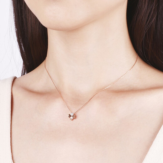 I Do New Year's gift Romance 18K gold diamond necklace pendant little bee birthday Valentine's Day gift for girlfriend Super value recommendation 18K gold / chain length 45cm